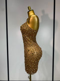 Women Sexy Sleeveless Rhinestone Sheer Mini Bodycon Dress Evening Party Luxury Birthday Bar Nightclub Stage Performance Clothing