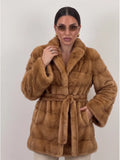 Multi Color Faux Fur Wide Lapel Belted Wrap Jacket Trendy Luxury Long Sleeve Soft Plush Winter Party Daily Office Outerwear 2026