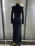 Sparkly Crystals Women Long Sleeve Sexy Bodycon Long Bandage Dress Evening Party Elegant Red Carpet Birthday Fashion Outfit