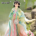 Olivegirl Embroidered Lotus Hanfu Dress Cute Tang Style Cross Dyed Elegant Lady Vintage Stage Costume Dance Hanfu Sets Cosplay