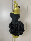 Fashion Cocktail Elegant Luxury Birthday Party Red Black Bandage Outfit Women Sexy Halter Prom Gown Celebrity Club Two Piece Set