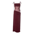 Spring Lace Long Dress Women's Solid Spaghetti Straps Backless See Through Long Dress Sexy High Waist Vintage Dresses