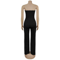Women's Elegant Button Strapless Sleeveless Irregular Jumpsuits One Piece Metal Button Decor Overalls Outfit Night Clubwear