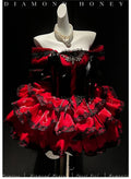 Olivegirl Sweet Lace Dress Lolita Red Cute Girl Spring High-end Women Summer Birthday Party Elegant Princess Lolita Dresses