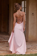 Sexy Satin Long Dress Luxury Ruffles Backless Bandage Evening Dresses Red Burgundy Blue Wedding Guest Cocktail Party Summer New
