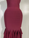 Women Evening Party Prom Gown Birthday Club Dress Sexy Backless Halter Neck Sleeveless Ruffles Pacthwork Bodycon Bandage Dress