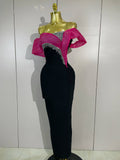 Newest Shining Diamonds Off Shoulder Bodycon Long Bandage Dresses Elegant Celebrity Evening Party Sexy Nightclub Cocktail Dress