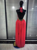 Women Sexy Hollow Out Backless Mesh Long Dress Celebrate Eveing Birthday Party Nightclub Bar Celebrity Stage Performance Costume
