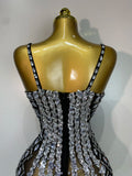 Sparkly Rhinestones Tassels Black Red Bodycon Bodysuits Nightclub Performance Stage Outfit Luxury Birthday Photo Shoot Clothing