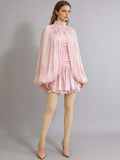 Women's Spring Summer Stand Collar Capelet Fitted Mini Dress Elegant Formal Party Wear 2026 Trendy Feminine Fashion Dress
