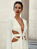 Red Sexy V-neck Long Sleeve Jacket+High Waist Flare Pants Blazer Set Women'S 2026 New Hollow Out Designer Two-Piece Set