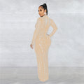 Women Rhinestone Dress with Bodysuit 2 Piece Set Sexy See Through Hot Drilling Evening Gowns Birthday Bodycon Party Dress