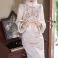Suede Velvet Chesongam Pink Princess Chinese Style Dress Women Long Qipao Sleeveless Vest Top Spring Festival Hanfu Costume