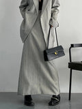 Temperament Two Piece Sets For Women Notched Collar Long Sleeve Spliced Button Blazer Straight Skirts Female New