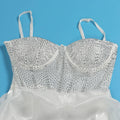 Sexy Rhinestone Bodycon Ruched Puff Suspenders Dresses Women Sheer Mesh Birthday Party Night Clubwear Summer Dresses Robes
