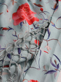 Bohemian Printed Asymmetrical Dress for Women Diagonal Collar Sleeveless High Waist Spliced Tassel Dresses Female