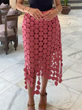 Solid Minimalist Casual Skirt For Women High Waist Patchwork Zipper Irregular Hollow Out Skirts Female Fashion New