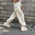 Fashion Ruched Long Trousers Women's Elastic Waist Elegance Solid Leisure Trousers 2025 Autumn Commuting Clothing Female