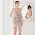 Elegant Women Short Evening Dress Sexy Straps Sequin Slim Bodycon Party Dresses Black Gold Female Vestidos De Soiree