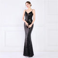 Women Spaghetti Strap Party Maxi Dress Sexy V Neck Evening Green Sequin Dress Elegant Long Prom Dress Vestido Longo