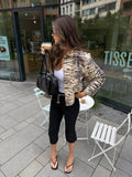 Zebra Print Cropped Shirt Jacket Women Long Sleeve Button Down Casual Loose Outerwear Autumn Female Casual Streetwear Outfit