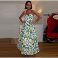 Print Women Dress Strapless Camisole Dress High Waisted Floral Dress Slimming Design Fashion Wear Daily Style