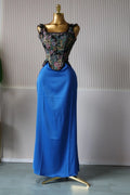 Women's Dress Set Print Bow Corset Top and Maxi Long Skirt Suit  Summer Elegant Evening Two 2 Piece Set Outfits