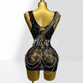 Stylish Dark Metal Chain Glam Perspective Mesh Dress Party Stage Performance Costume Fairy Ball Gown Woman Dresses Elegant Party