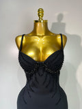 Women Sexy Beading Spaghetti Strap Bodycon Bandage Dress Club Party Luxury Birthday Celebrity Elegant Dresses Wedding Guest Gown