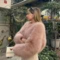 Iconic Street Fashion Week Luxury Brand Gardient Cropped Faux Fur Coat Women Winter 2026 Hot Cool Girls Fluffy Short Fur Jacket