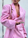 Elegant Floral Print Women Jackets Lapel Collar Long Sleeve Loose Jacket for Commute Daily Wear Fashion Autumn New