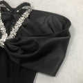 Red Black Women Sexy Halter Off the Shoulder Crystal Ruffles Bodycon Long Bandage Dress Nightclub Party Birthday Celebrate Wear