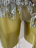 Luxury Sparkly Rhinestone Sequins Tassel Mesh Bodysuits Women Celebrate Eveing Birthday Party Nightclub Bar Dencer Stage Costume