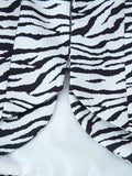 Zebra Stripe Print Two Piece Set for Women Lapel Long Sleeve Spliced Zipper Short Coat Mid Waist Knee Skirt Female