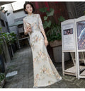 Elegant Female Qipao Dress Retro Mandarin Collar Cheongsam Sexy Mermaid Evening Party Dress Applique Vestidos De Festa