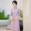 Red New Chinese Qipao Mid Sleeve Improved Retro Dress for Young Women Spring and Autumn Qipao Dress