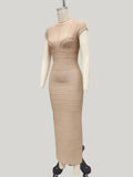 Black Burgundy Sexy Mesh Patchwork Bodycon Midi Bandage Elasticity Dress Women's Basic Fashion Club Party Vestidos