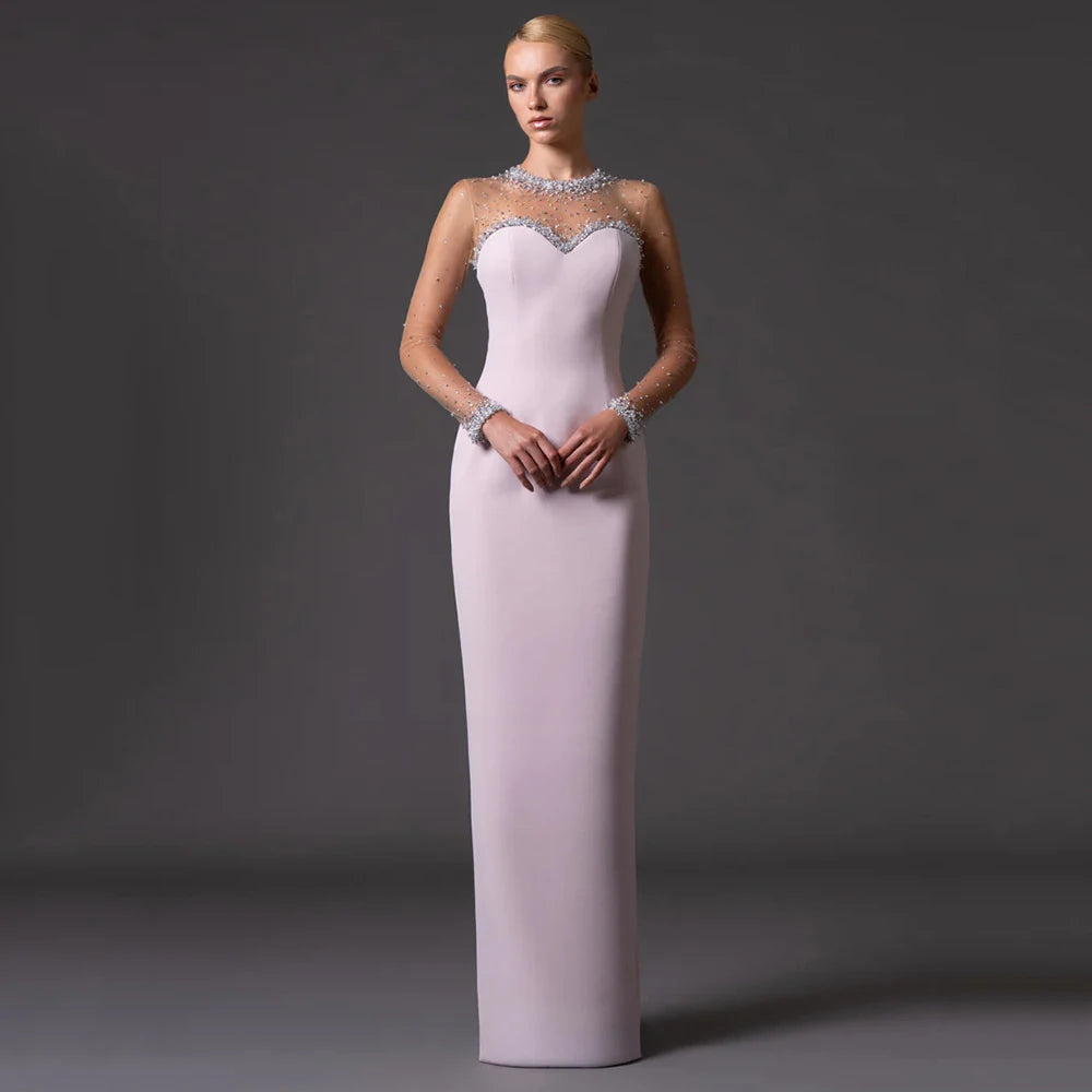 Elegant Mesh Bead Diamond Luxury Patchwork Dress Women Backless See Through Long Dresses 2026 Lady Evening Dinner Gown