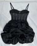 Sexy Rhinestone Bodycon Ruched Puff Suspenders Dresses Women Sheer Mesh Birthday Party Night Clubwear Summer Dresses Robes