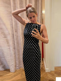 Sexy Polka Dots Backless Women's Long Dress Beads Square Collar Sleeveless Beach Dresses 2026 Summer Lady Holiday Robes New