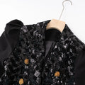 New Fashion 2026 Designer Sequin Suit Jacket Women's Patchwork Double Breasted Gold Buttons Blazer
