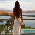Satin V-Neck High-Slit Cami Maxi Dress Bodycon Backless 2026 Summer Fashion Elegant Women Gala Minimalist Evening Slip Gown