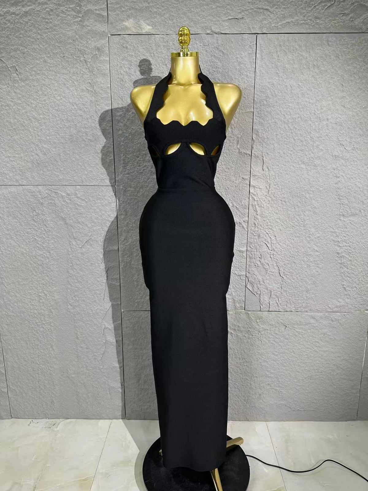 Women Halter Neck Sexy Cut Out Backless Bandage Long Dress Celebrity Elegant Evening Party Luxury Birthday Nightclub Dress
