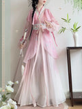 Olive Girl Pink Embroidered Hanfu Dress for Ren Faire 2026 Garden Wedding Fairycore Photoshoot Everyday Wear S-L XS-3XL Plus Size Hand Embroidered Flowing Sleeve Dramatic Silhouette Romantic Cottagecore Editorial Not Costume Chinese Heritage Fashion Women