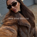 Winter Stylish Brown Gradient Extra Long Faux Fur Coat Women Mountain Fashion Overcoat Chic Vintage Fake Fox Fur Jacket