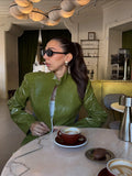 Women Light Beige Faux Croc Two‑piece Suit Set Matching Skirt Co‑ord Chic Leather Texture Office Business Autumn Street Outfits