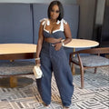 Street Women Set Striped Strapless Bow Crop Top and Long Pants 2026 Spring Party Vacation Sexy Two 2 Piece Set Outfits