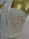 Woman Evening Party Club Cocktail Luxury Birthday Dresses Sparkly Diamonds Pearl Feathers Sleeveless Bodycon Short Bandage Dress