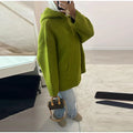 Women Fashion Solid Knitted Hooded Top O-neck Casual Full Sleeve Loose Pullover Female Spring New Chic Casual Street Outfit
