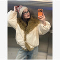 Vintage Faux Fur Trim Puffer Jacket Women Big Furry Collar Oversized Bubble Sleeve Warm Winter Coat Lady Winter Outerwear 2026